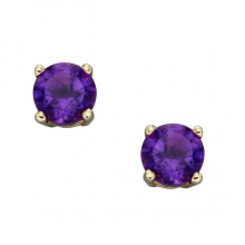 Gold February Birthstone Amethyst Stud Earrings